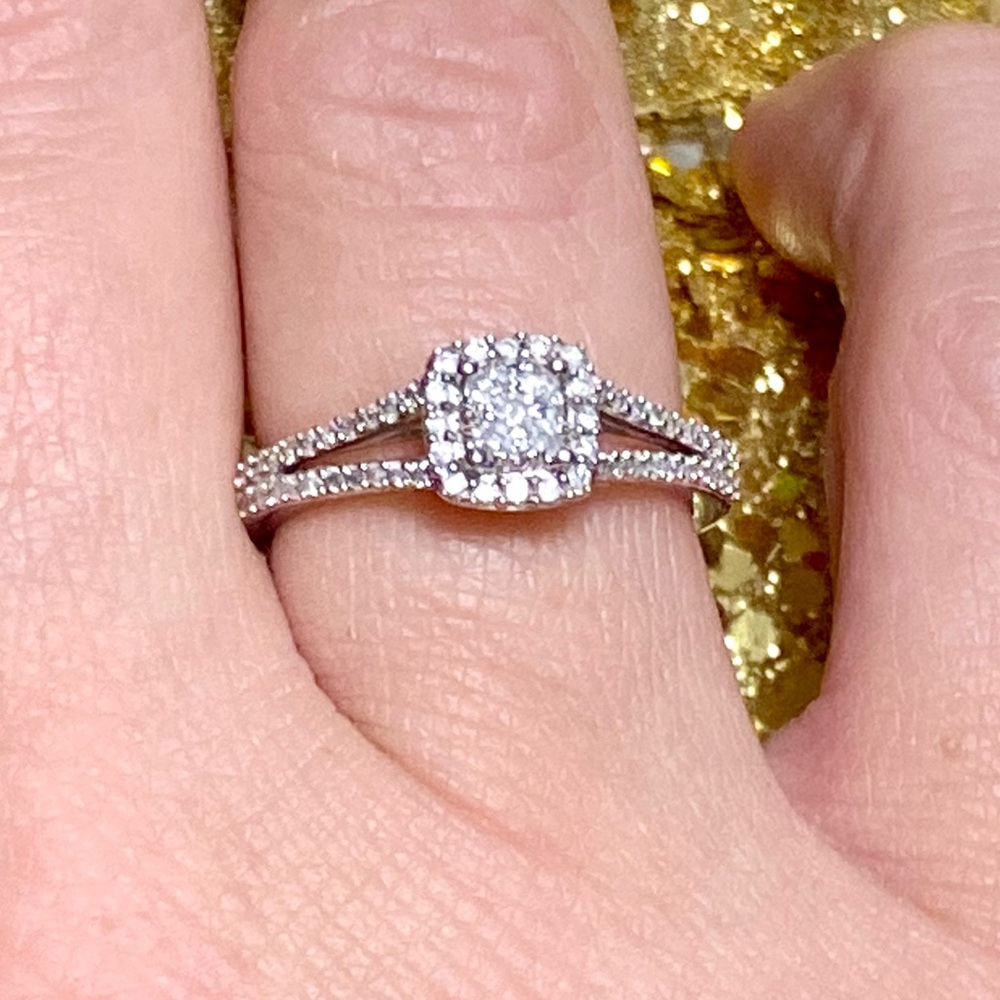 10k White Gold 0.75Carat Genuine Princess Cut Diamond Engagement Ring